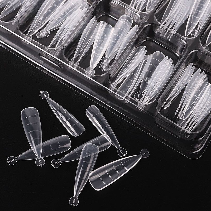 100PCS  Nail Dual Forms for Poly Extension Gel,Matte Builder Nail Gel Stiletto Square Nail Molds False Nail Tips for Nail Extension Nail Art Manicure Tools