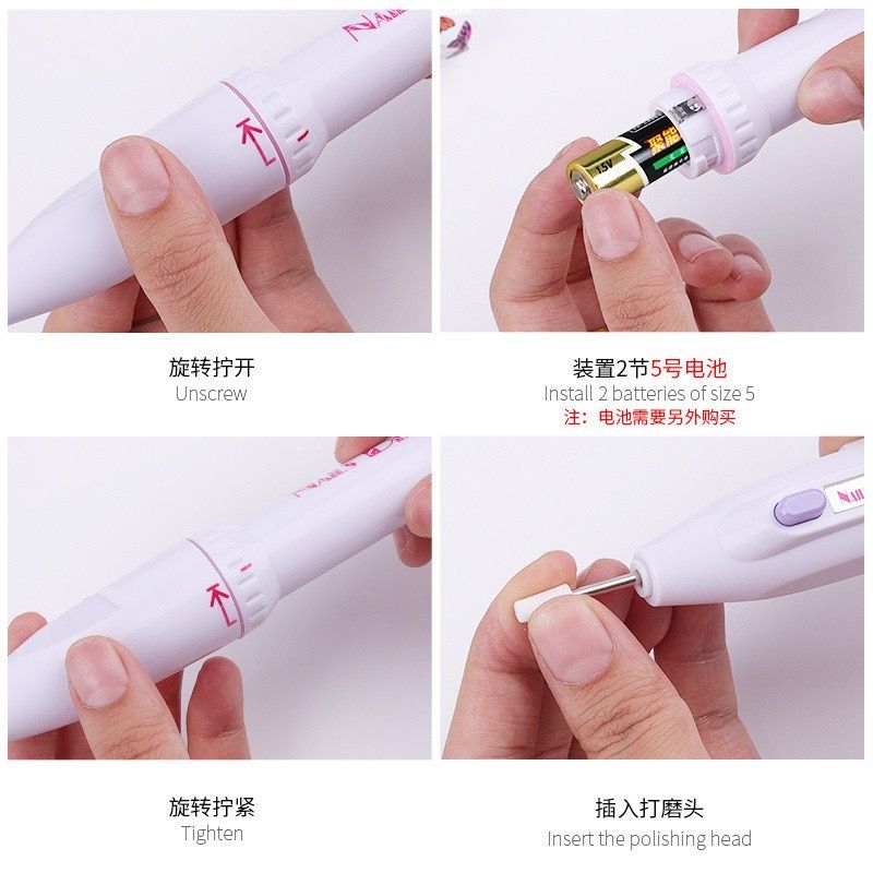 Portable Electric Nail Drill Set Pen Sander Polish Machine Acrylic Gel Removal Manicure Filer Kit with 5 Nail Drill Bits Pedicure Efile Rotary Carver Nail Art Tools