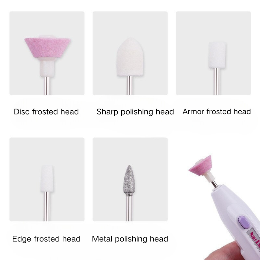 Portable Electric Nail Drill Set Pen Sander Polish Machine Acrylic Gel Removal Manicure Filer Kit with 5 Nail Drill Bits Pedicure Efile Rotary Carver Nail Art Tools