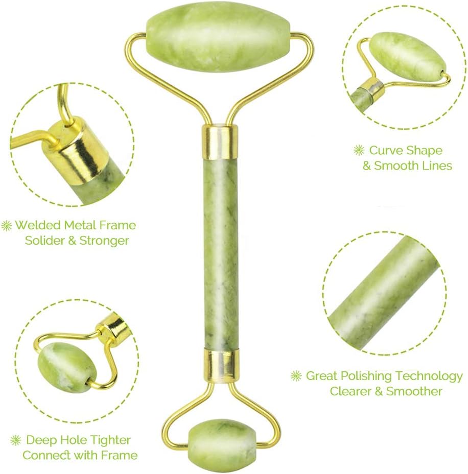 Imitation jade beauty stick facial beauty massage roller resin beeswax powder crystal dual head roller massager