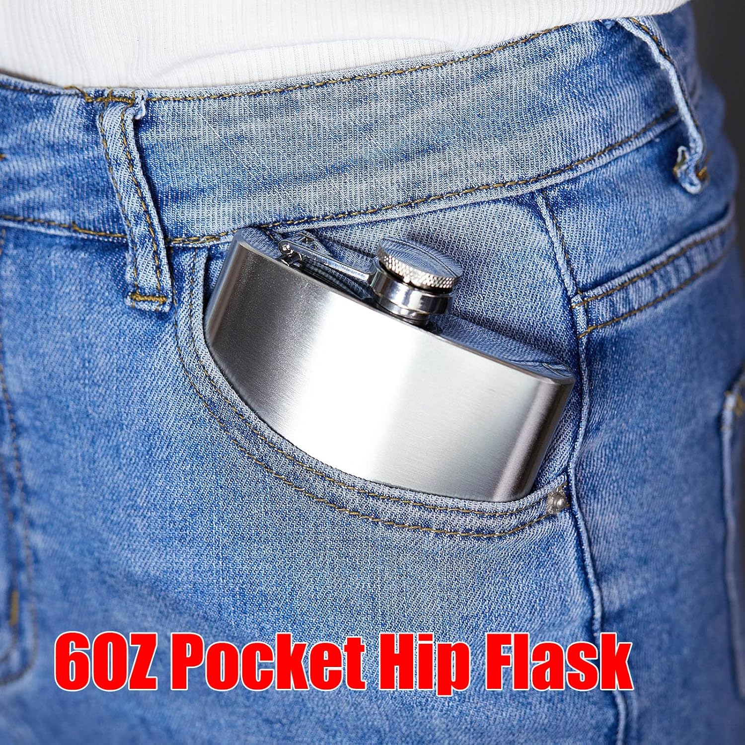 Hip Flask Pocket Alcohol Dranking Flask 9 OZ Stainless Steel Leak proof with Funnel Flask set (245ml Silver)