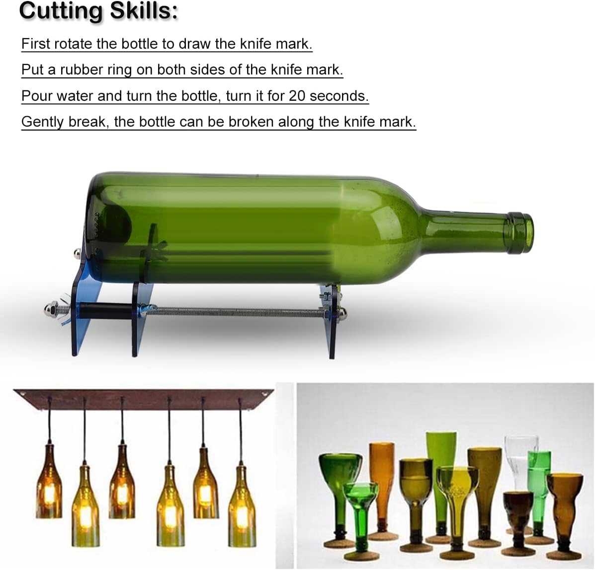 Glass Bottle Cutter, Mini Portable Glass Bottle DIY Craft Tool, Bottle Cutter & Glass Cutter Kit for Cutting Wine, Beer, Whiskey, etc