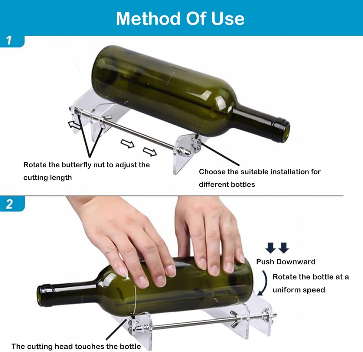 Glass Bottle Cutter, Mini Portable Glass Bottle DIY Craft Tool, Bottle Cutter & Glass Cutter Kit for Cutting Wine, Beer, Whiskey, etc