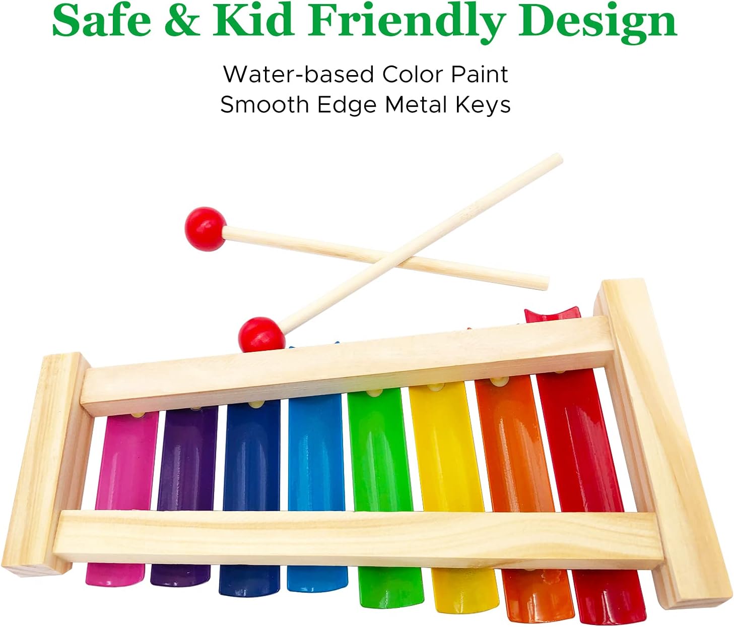 Wooden Xylophone Children's Musical Instruments Toy Wooden 8 Keys Hand Knock with Mallets Preschool Educational Toys Great Gift for Kids Girls and Boys Toddlers Ages 3+