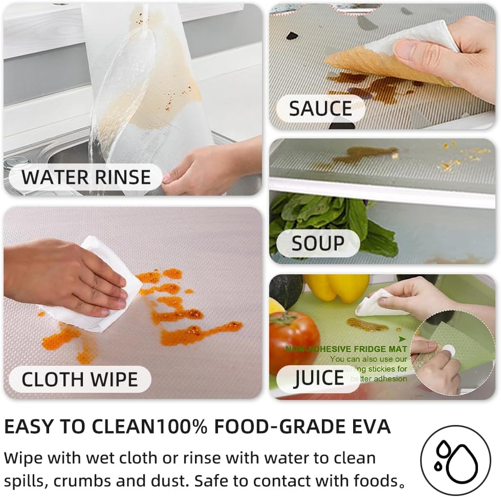 4 Pcs Refrigerator Mats, Waterproof Non-Slip EVA Refrigerator Liner Pads Drawers Shelves Cabinets Storage Kitchen and Placemats
﻿