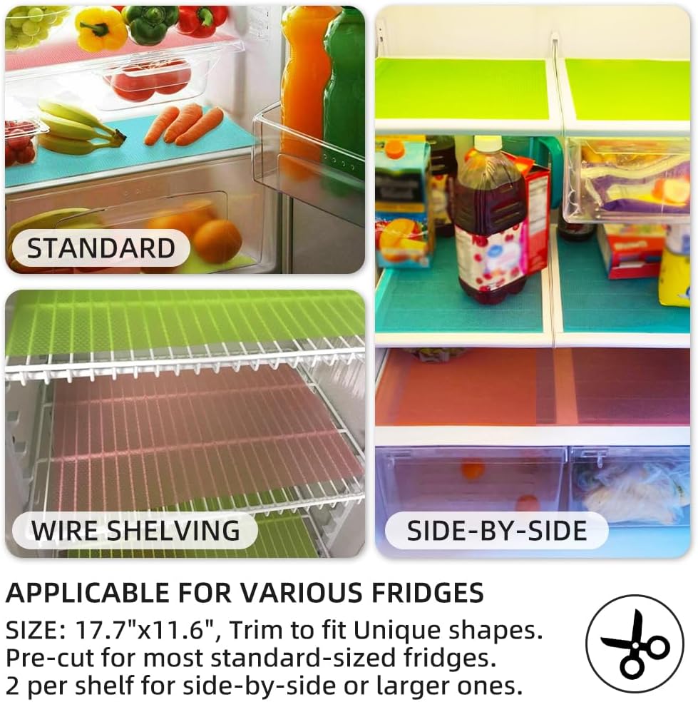 4 Pcs Refrigerator Mats, Waterproof Non-Slip EVA Refrigerator Liner Pads Drawers Shelves Cabinets Storage Kitchen and Placemats
﻿