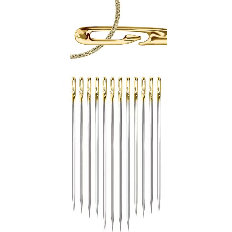 12 PCS Self Threading Sewing Needles, Embroidery Needles for Hand Sewing, Easy Side Threading high-Level 3 Sizes, for DIY, Sewing and Mending, Embroidery