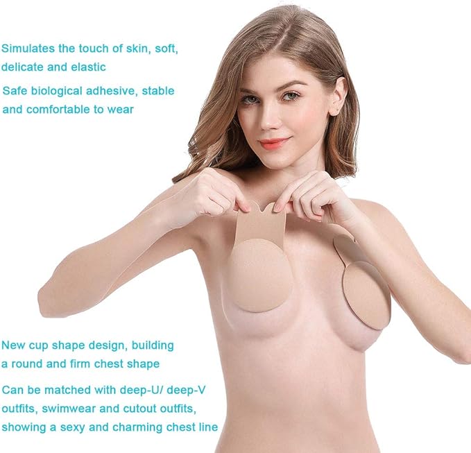 1 Pair Invisible Adhesive Bra, Anti-Penetration Point Adhesive Bra,Breast Lift Tape Push Up Strapless Nipple Covers