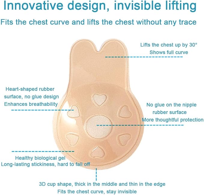 1 Pair Invisible Adhesive Bra, Anti-Penetration Point Adhesive Bra,Breast Lift Tape Push Up Strapless Nipple Covers