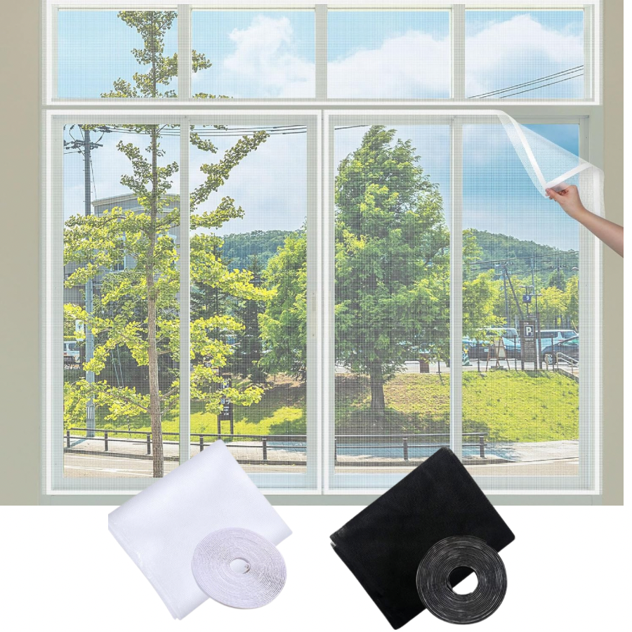 DIY Adhesive Window Mesh Curtain Adjustable Screen for Windows Sticky Tape Mosquito Window Net Insect Temporary Window Screen Mesh Replacement