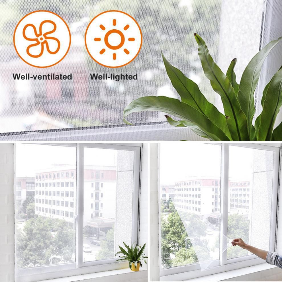 DIY Adhesive Window Mesh Curtain Adjustable Screen for Windows Sticky Tape Mosquito Window Net Insect Temporary Window Screen Mesh Replacement