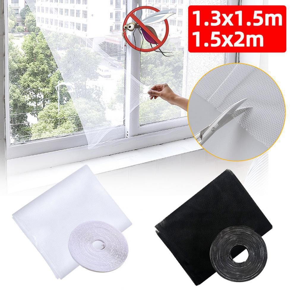 DIY Adhesive Window Mesh Curtain Adjustable Screen for Windows Sticky Tape Mosquito Window Net Insect Temporary Window Screen Mesh Replacement