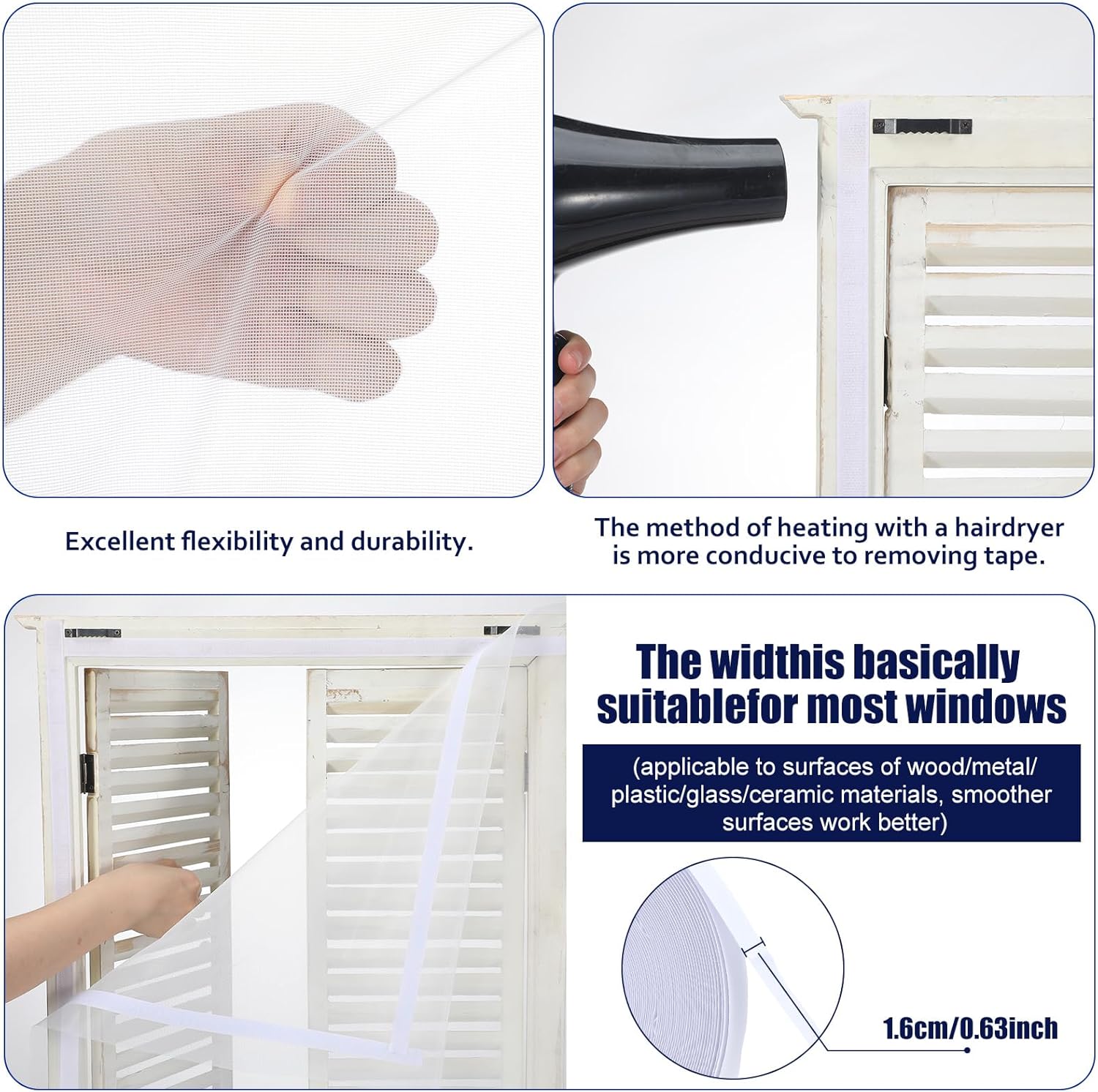 DIY Adhesive Window Mesh Curtain Adjustable Screen for Windows Sticky Tape Mosquito Window Net Insect Temporary Window Screen Mesh Replacement