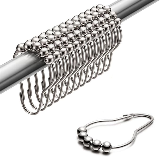 Shower Curtain Hooks Rings, Rust-Resistant for Bathroom Shower Rods Shower Hooks - Set of 12