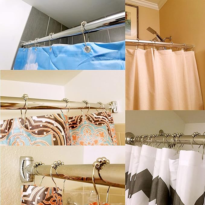Shower Curtain Hooks Rings, Rust-Resistant for Bathroom Shower Rods Shower Hooks - Set of 12