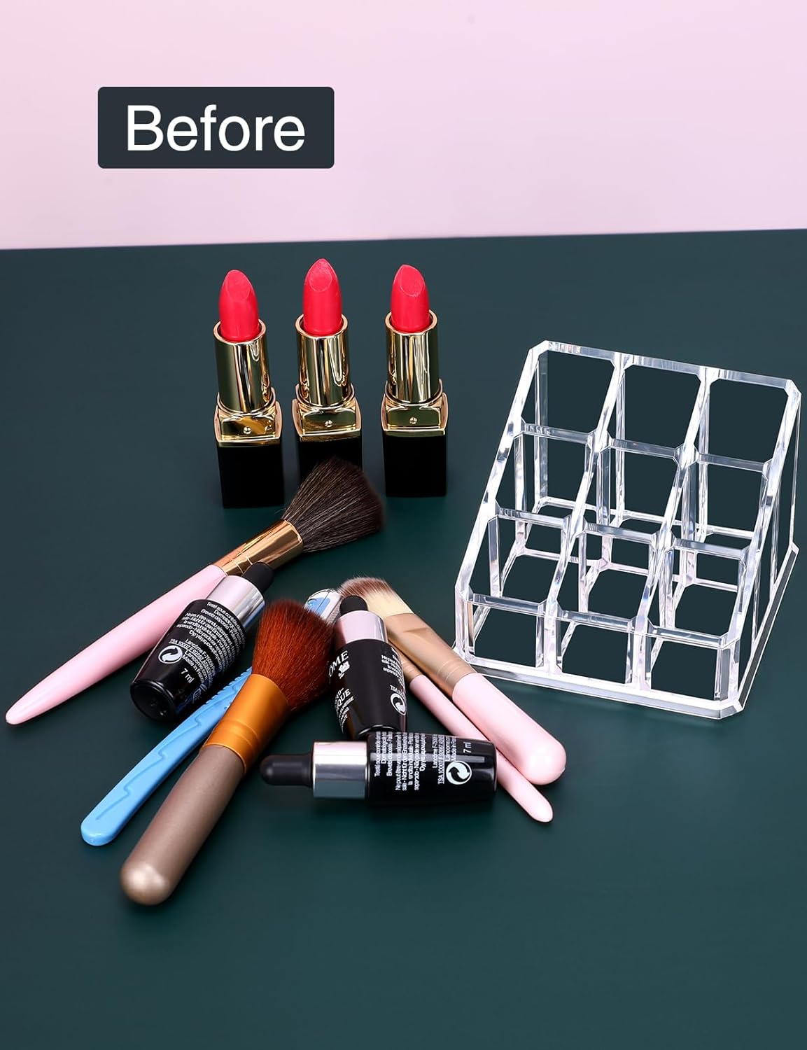 Lipstick Lip Gloss Organizer,Small Clear Acrylic Compact Essential Oil Rollerball Perfume Holder