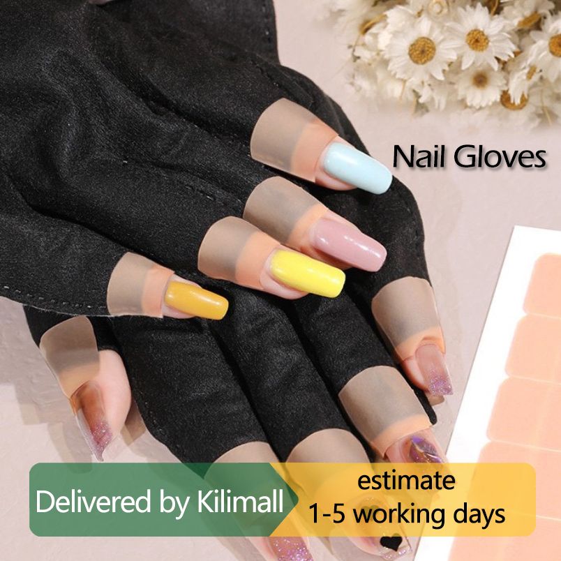 UV Gloves for Nail Lamp Gel Curing, UV Protection Gloves for Manicures Dryer, Fingerless Anti UV Protect Hands From UV Harm, Nail Art Skin Care Gloves for UV Gel Nail Light, Black black