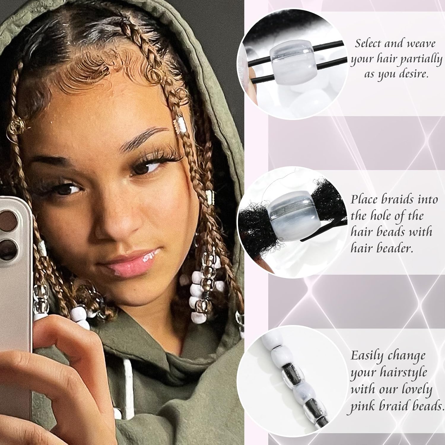 100 pcs Dreadlocks Beads Hair Braid Rings Clips Dread Locks Hair Braiding Metal Cuffs Decoration/Accessories Jewelry, unisex