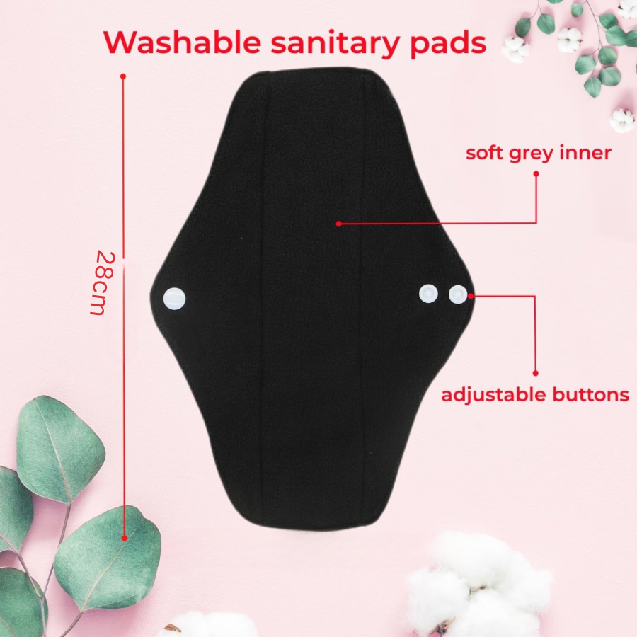 Reusable Menstrual Pads - Bamboo Charcoal Menstrual Heavy Incontinence Pads |Sanitary Pads - Random Color