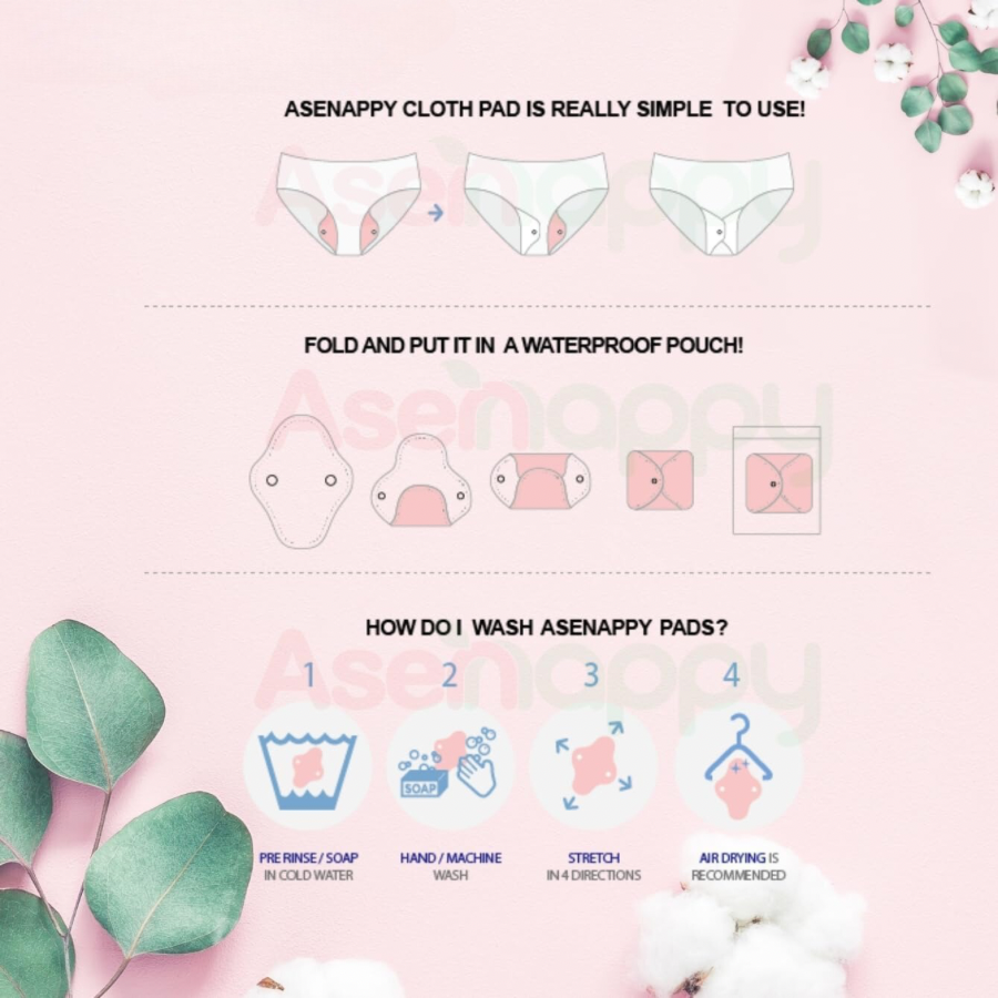 Reusable Menstrual Pads - Bamboo Charcoal Menstrual Heavy Incontinence Pads |Sanitary Pads - Random Color