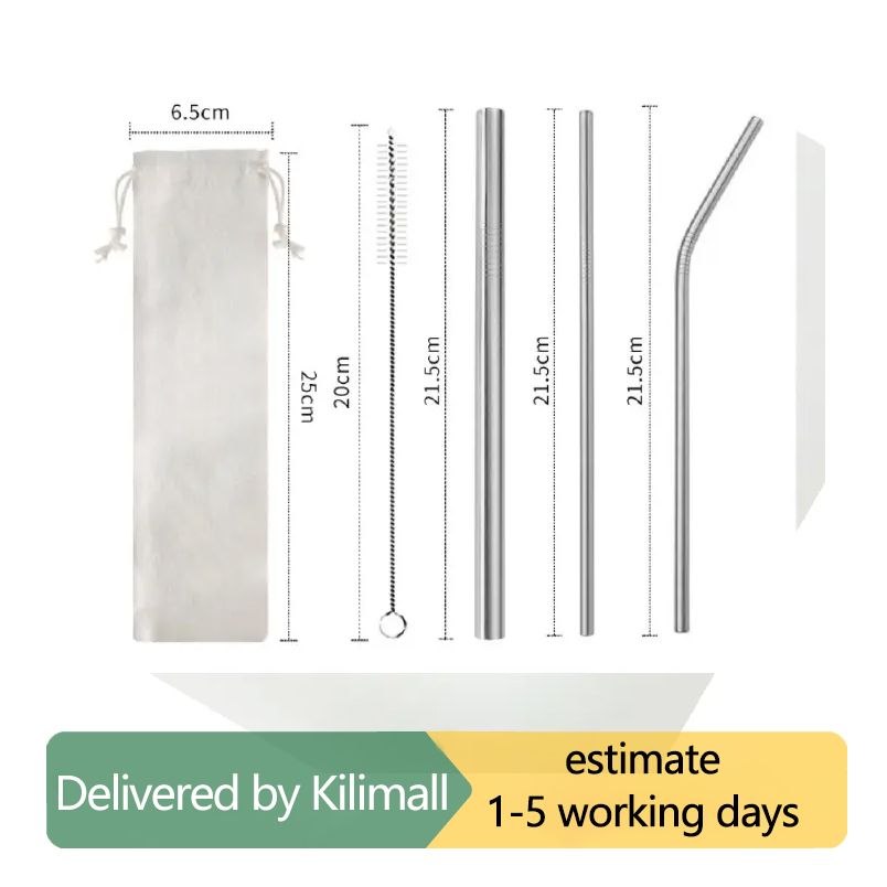 5 Pack Reusable Stainless Steel Straws - Metal Straws Reusable with 1 Straw Cleaner Brush with 1 Travel Case, Eco Friendly Extra Long Metal Straws 
﻿