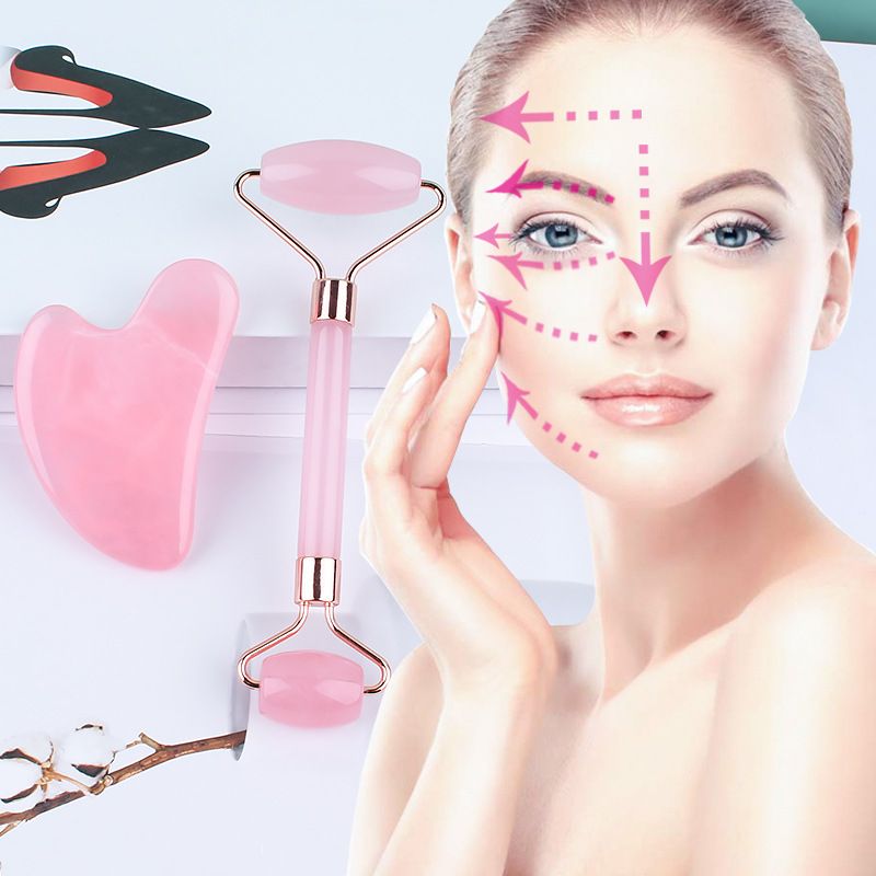 Imitation jade beauty stick facial beauty massage roller resin beeswax powder crystal dual head roller massager