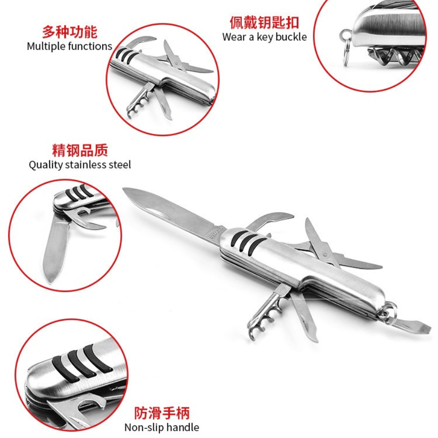 Multi Function Mini Knife - Best Keychain Accessories - Small Utility Multi Purpose Tool Camping Hiking - Cool Mens Birthday Gift Ideas for Men and Women