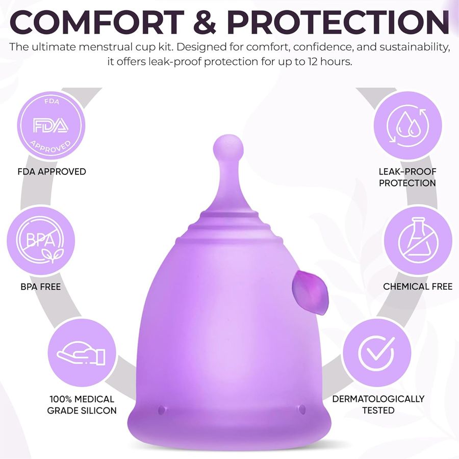 Menstrual Cups - Tampon, Pad, and Disc Alternative Product Reusable Period Cup/Copa Designed with Soft Flexible Medical