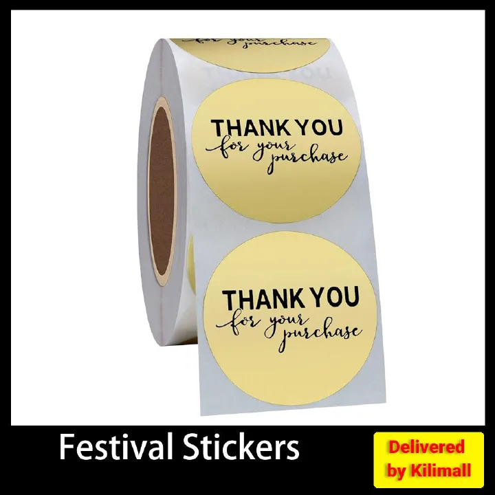 Gold Foil Thank You for Your Purchase Stickers 1"(2.5CM) Round 500 Labels per Roll (Gold)