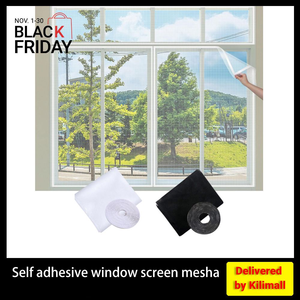 DIY Adhesive Window Mesh Curtain Adjustable Screen for Windows Sticky Tape Mosquito Window Net Insect Temporary Window Screen Mesh Replacement