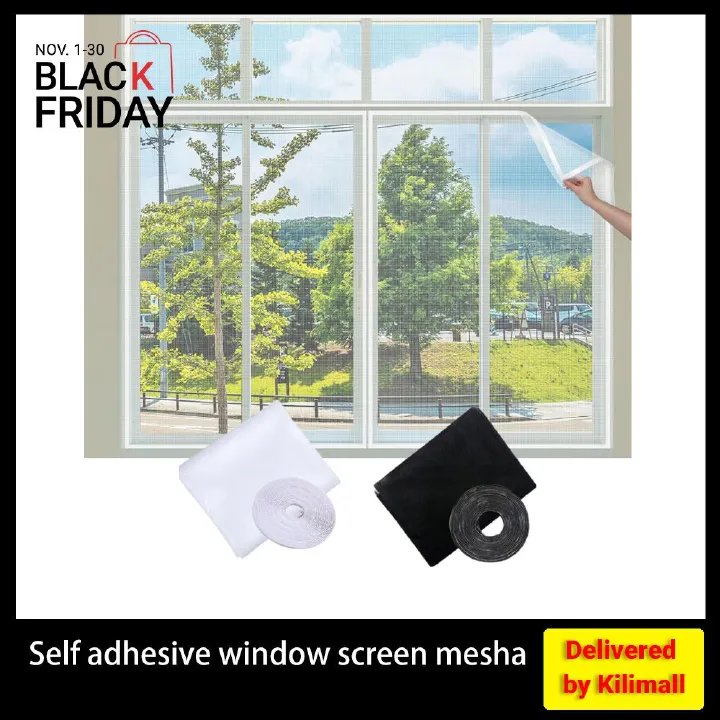 DIY Adhesive Window Mesh Curtain Adjustable Screen for Windows Sticky Tape Mosquito Window Net Insect Temporary Window Screen Mesh Replacement