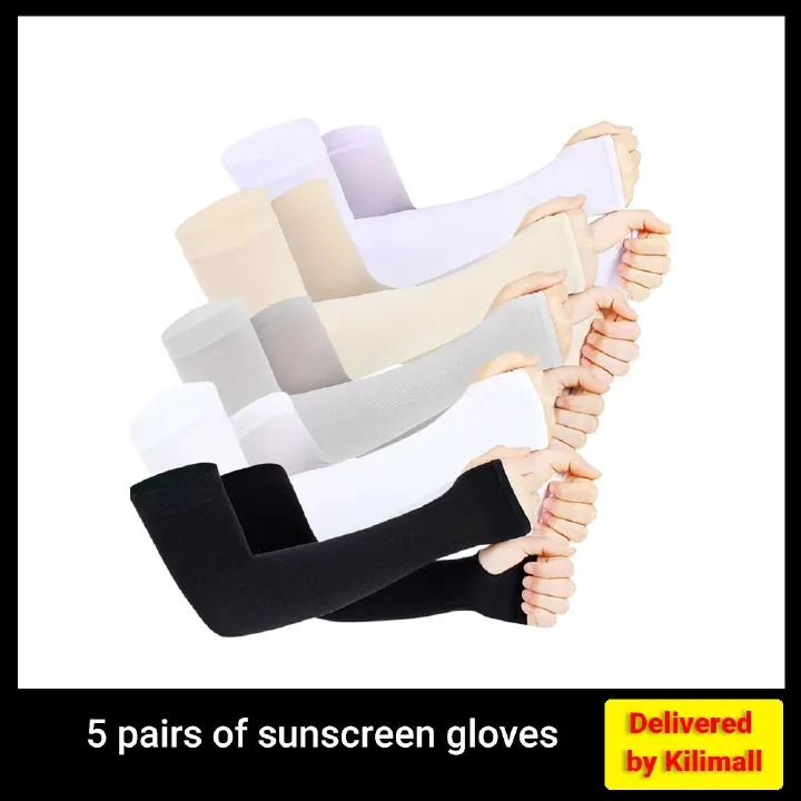 5 pairs of arm sleeves, UV protection cooling sleeves, sun protection sleeves, summer men's and women's gloves, outdoor skin protection sleeves, warm gloves