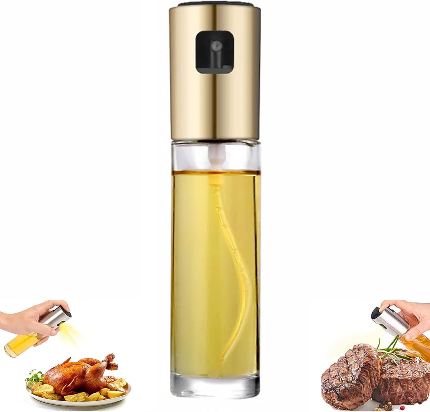 Oil Sprayer for Cooking, Olive Oil Spray Sprayer Mister, Oil Dispenser Glass Bottle for Kitchen Baking, Salad, BBQ, Roasting, Grilling, 100ml