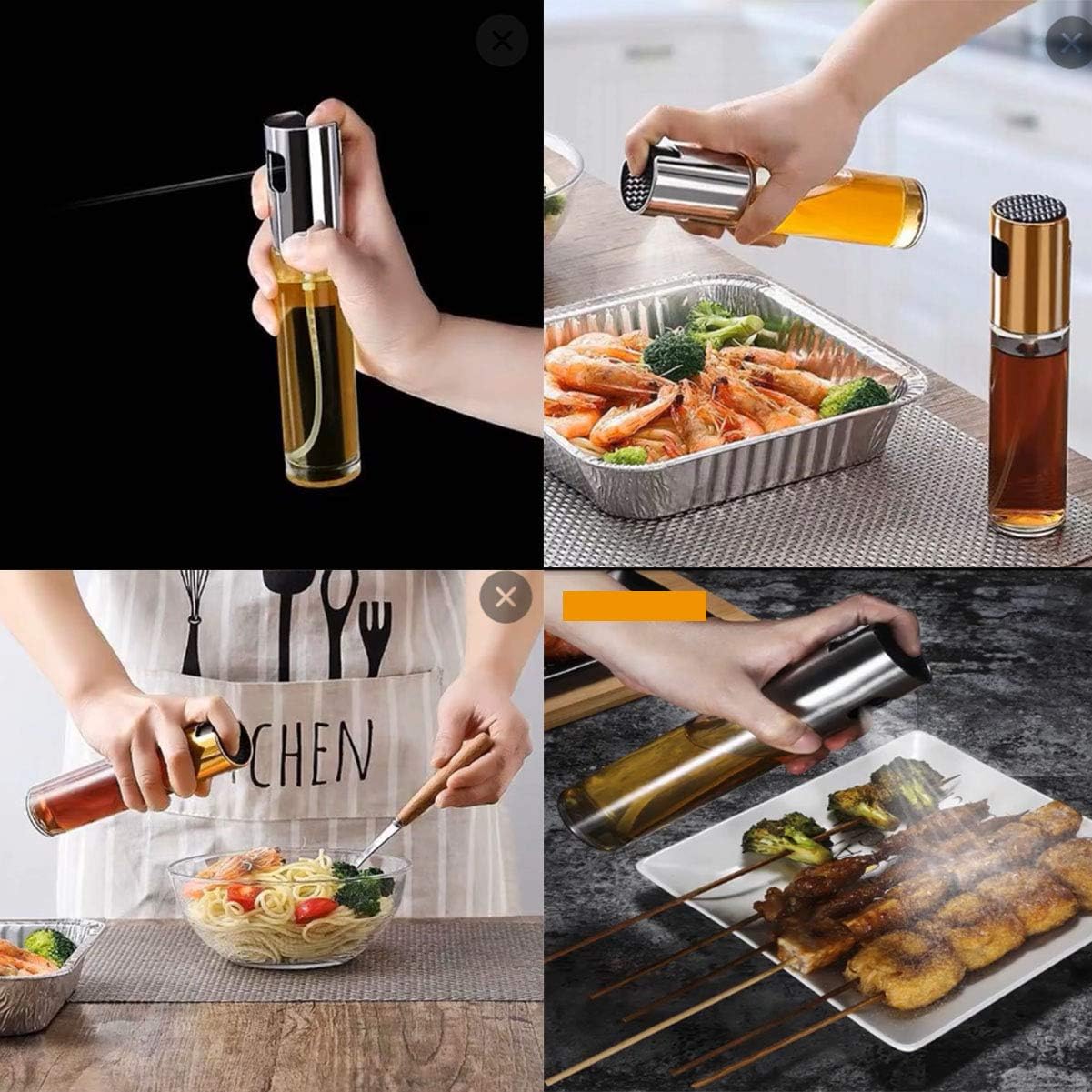 Oil Sprayer for Cooking, Olive Oil Spray Sprayer Mister, Oil Dispenser Glass Bottle for Kitchen Baking, Salad, BBQ, Roasting, Grilling, 100ml