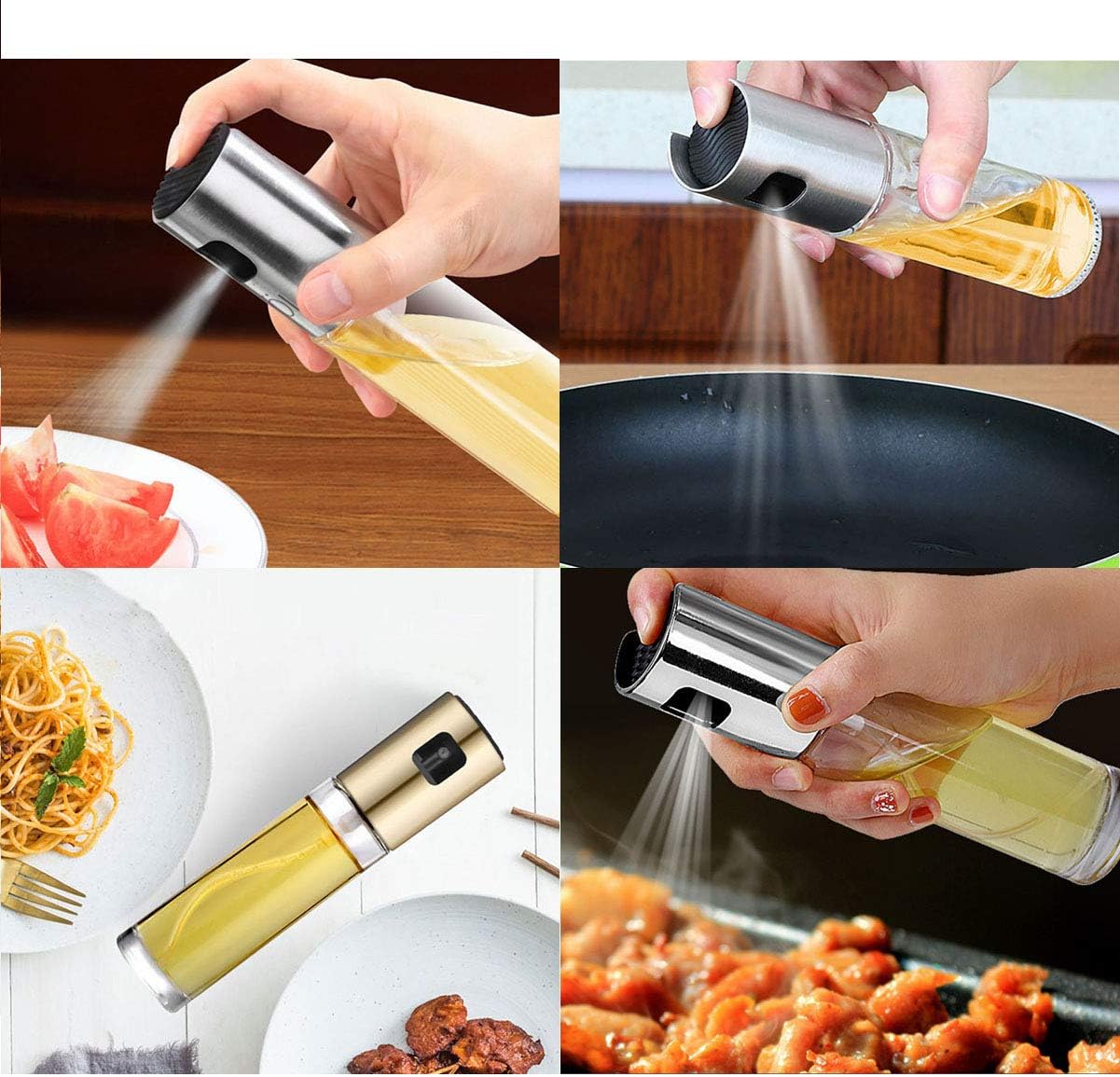 Oil Sprayer for Cooking, Olive Oil Spray Sprayer Mister, Oil Dispenser Glass Bottle for Kitchen Baking, Salad, BBQ, Roasting, Grilling, 100ml