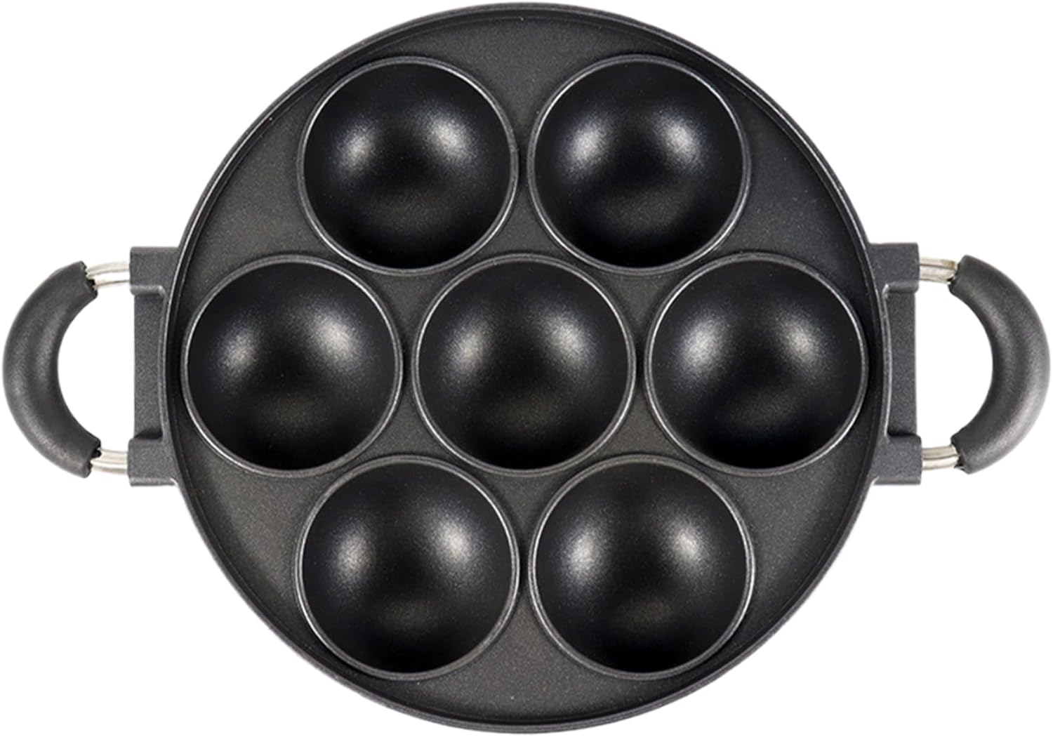 Cast Iron Aebleskiver Pan,Ebelskiver Pan,Takoyaki Pan,7-Hole Round Cake Pops Pan with Anti-Scald Handle,Takoyaki Maker for Danish Stuffed