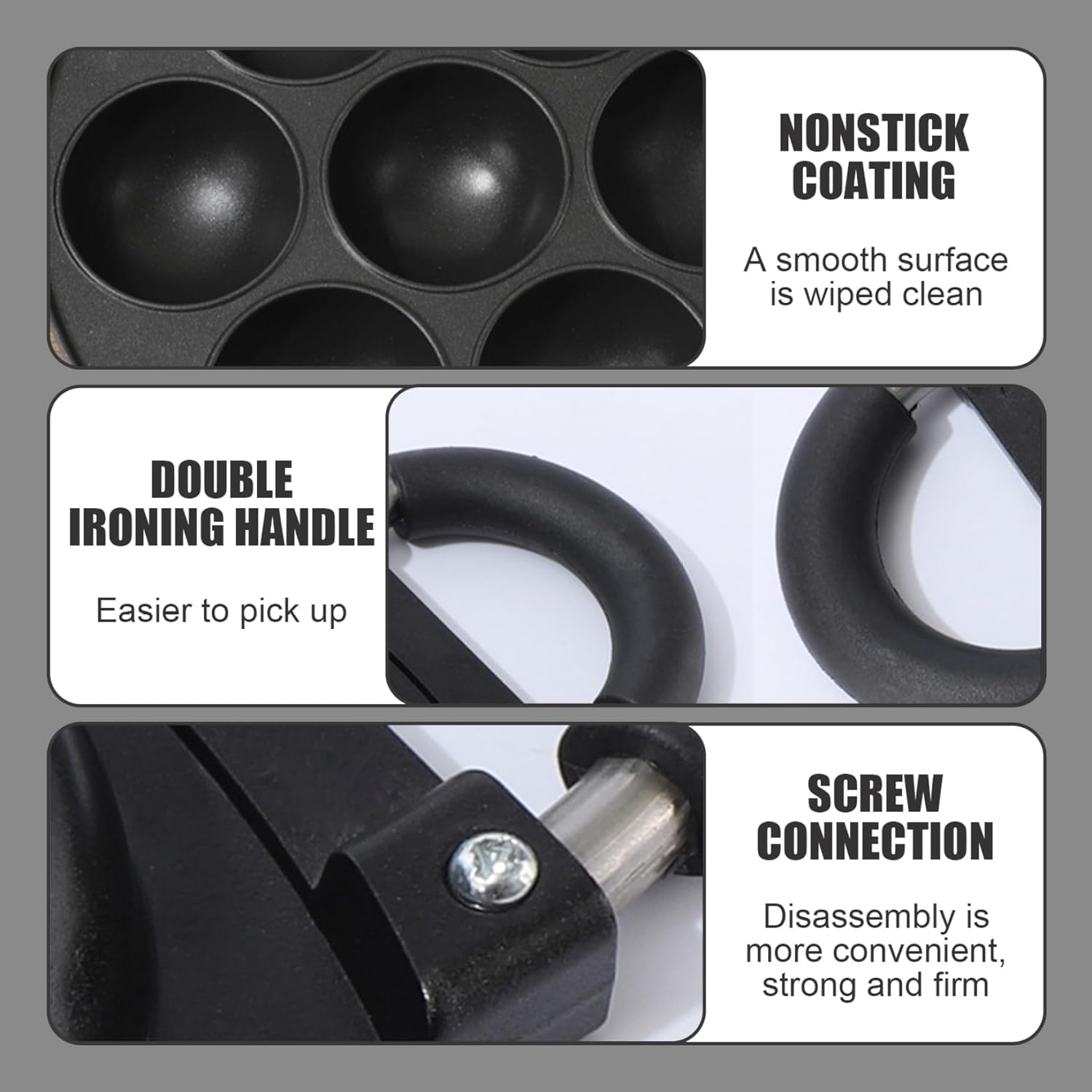 Cast Iron Aebleskiver Pan,Ebelskiver Pan,Takoyaki Pan,7-Hole Round Cake Pops Pan with Anti-Scald Handle,Takoyaki Maker for Danish Stuffed