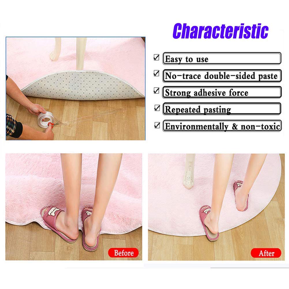 Nano Grip Tape Reusable Removable Washable Double Sided Sticky Strips Seamless Traceless Tape Adhesive Kitchen Holder (5M x 3 CM)