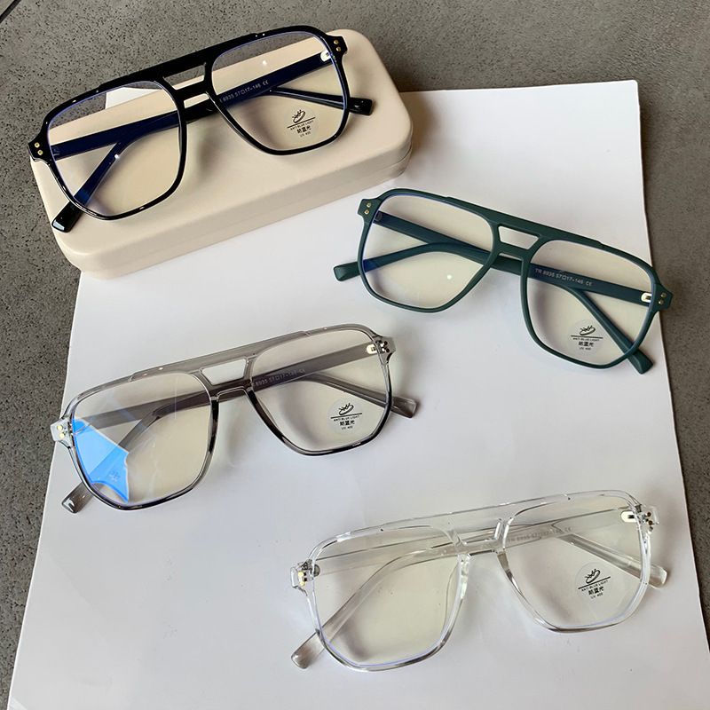 New Optical Glasses Frame for Men's Trendy Retro Myopia, Frame with Degree Double Beam Box Anti Blue Light Glasses