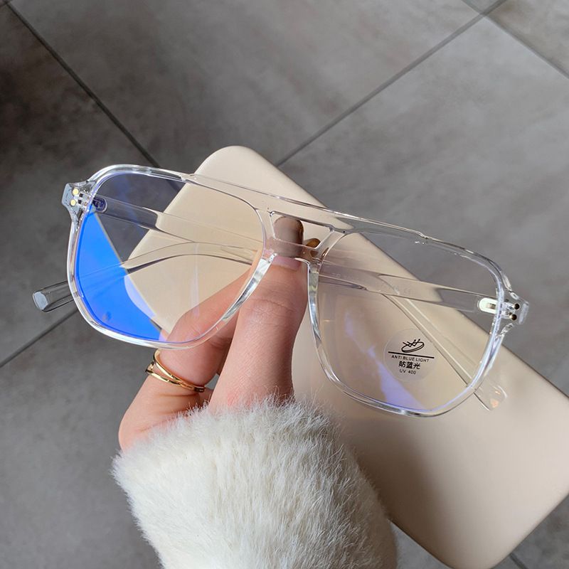 New Optical Glasses Frame for Men's Trendy Retro Myopia, Frame with Degree Double Beam Box Anti Blue Light Glasses