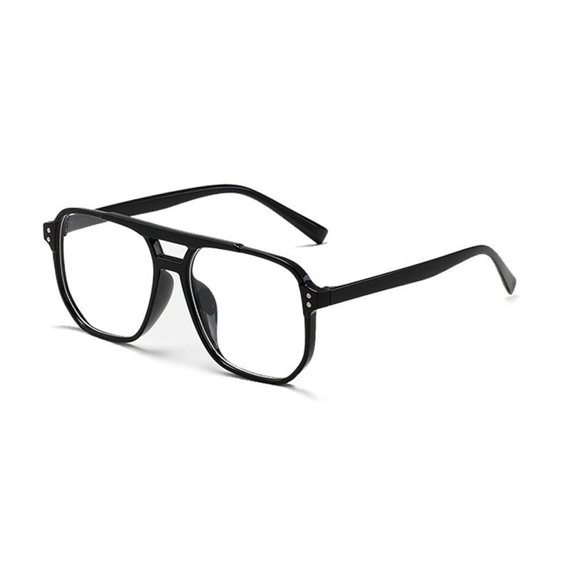New Optical Glasses Frame for Men's Trendy Retro Myopia, Frame with Degree Double Beam Box Anti Blue Light Glasses