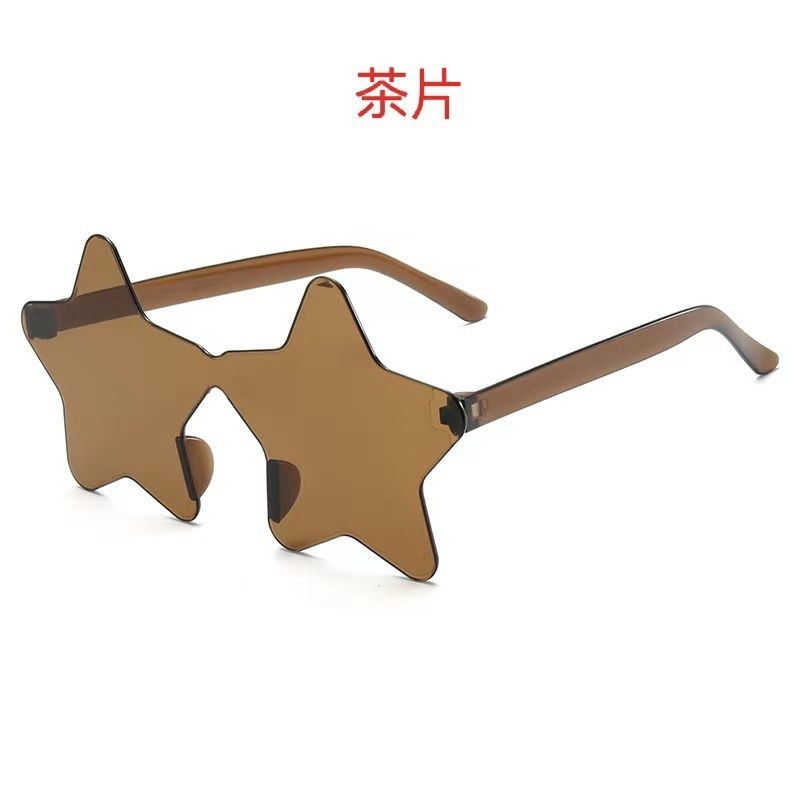 New personalized candy colored frameless star sunglasses for parties and parties, funny pentagram one-piece sunglasses