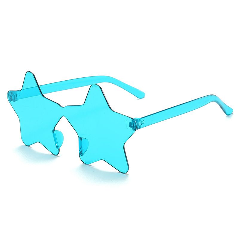 New personalized candy colored frameless star sunglasses for parties and parties, funny pentagram one-piece sunglasses