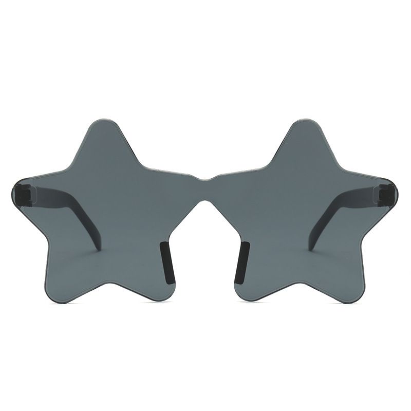 New personalized candy colored frameless star sunglasses for parties and parties, funny pentagram one-piece sunglasses