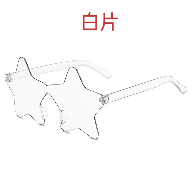 New personalized candy colored frameless star sunglasses for parties and parties, funny pentagram one-piece sunglasses
