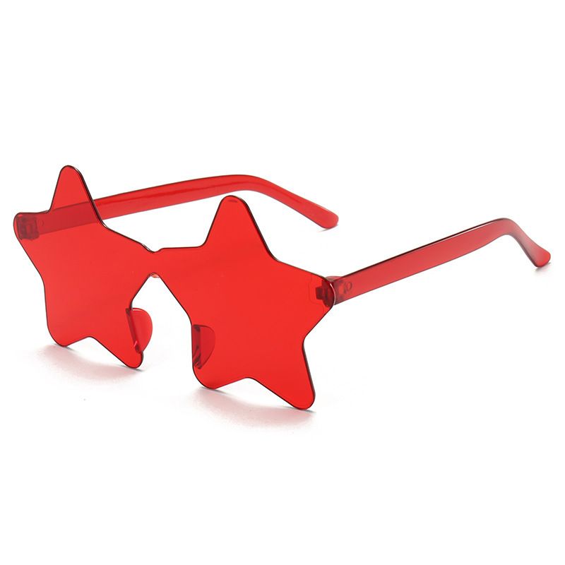 New personalized candy colored frameless star sunglasses for parties and parties, funny pentagram one-piece sunglasses
