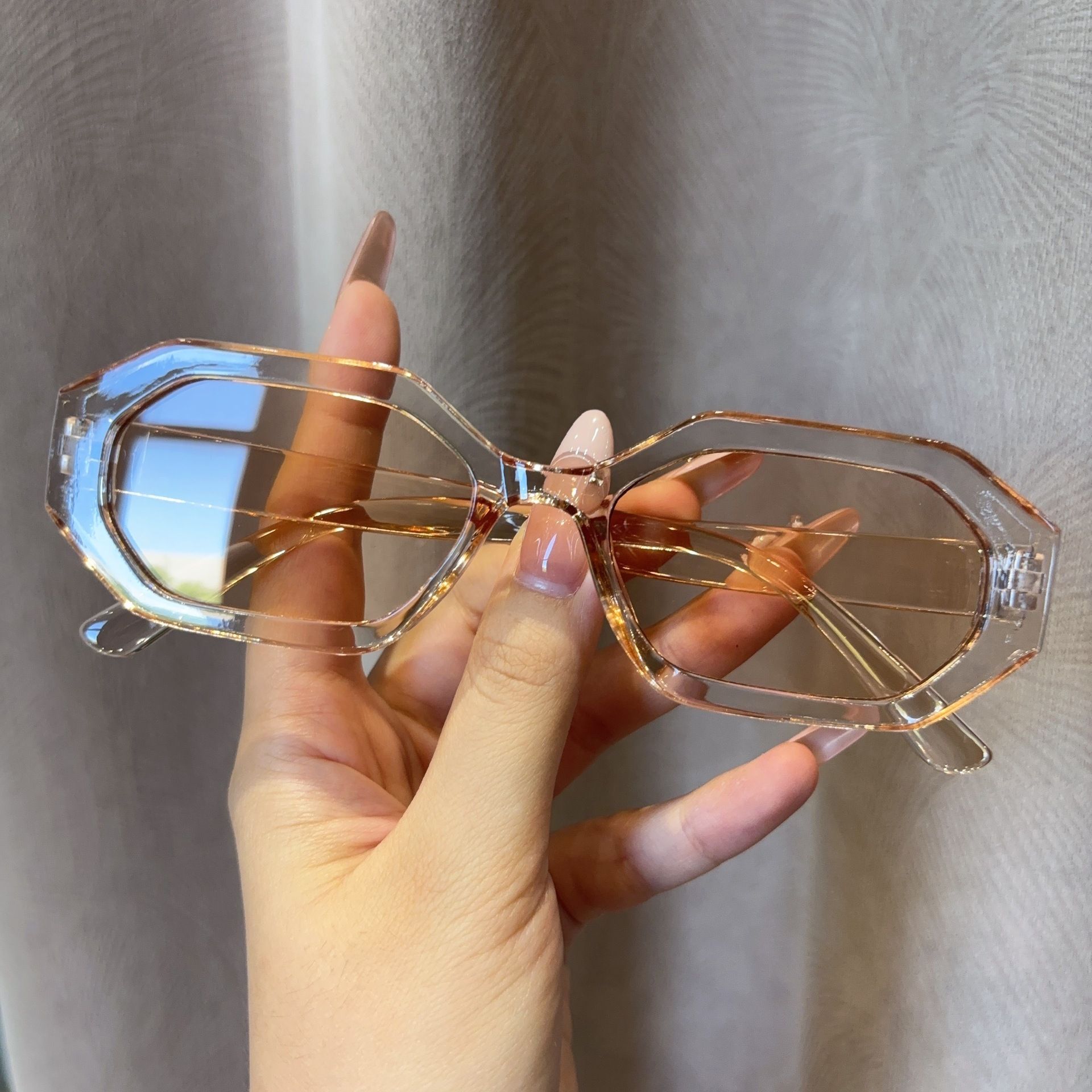 New Women's Ins-Inspired Men's Square Frame Glasses Slimming Anti-UV Sunglasses for Driving