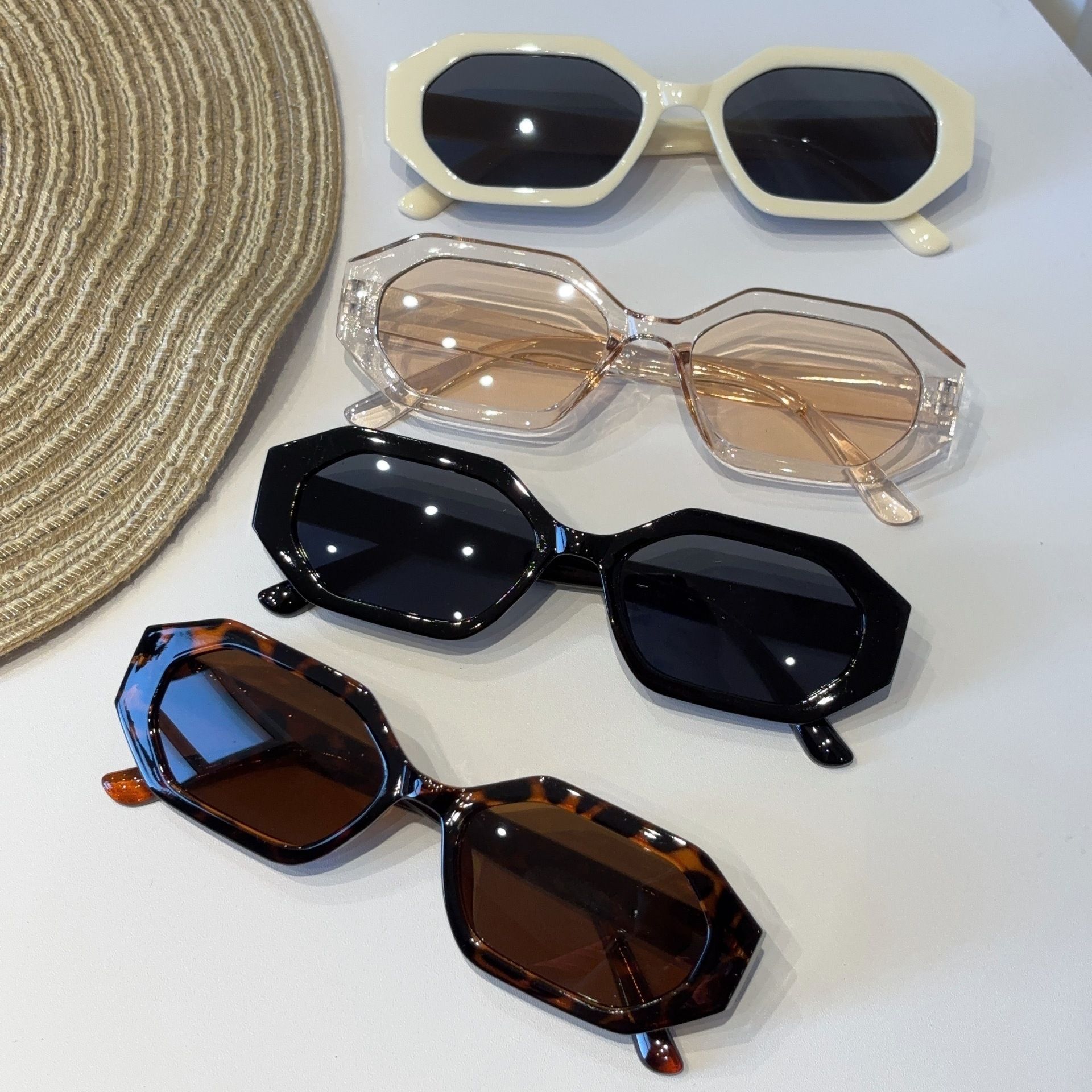 New Women's Ins-Inspired Men's Square Frame Glasses Slimming Anti-UV Sunglasses for Driving