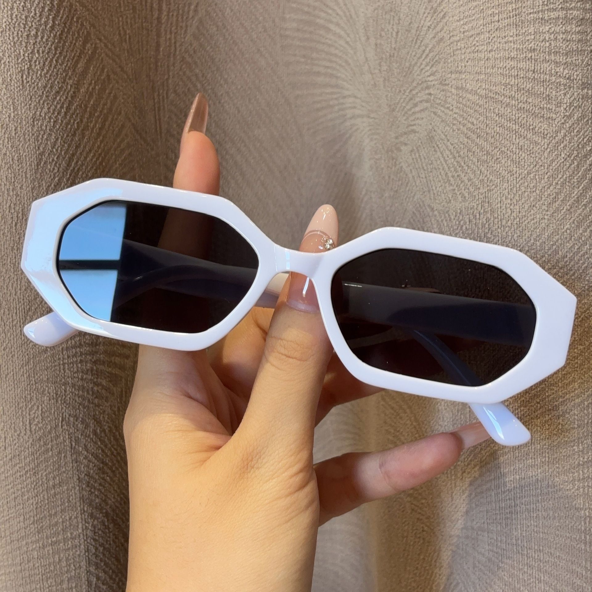 New Women's Ins-Inspired Men's Square Frame Glasses Slimming Anti-UV Sunglasses for Driving