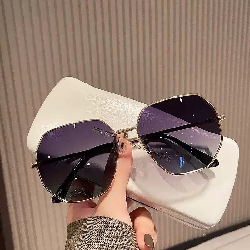 New Transparent Blue Versatile Sunglasses Polygonal Korean Edition Showing Body Weight Beauty Artifact for Men and Women Cross border